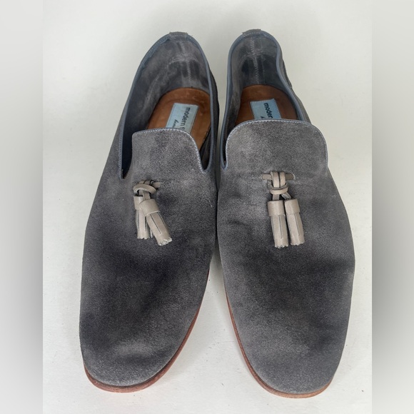 Modern Fiction Shoes Loafers Slip Ons Men Size 46 US 13 Gray Suede - Picture 16 of 16
